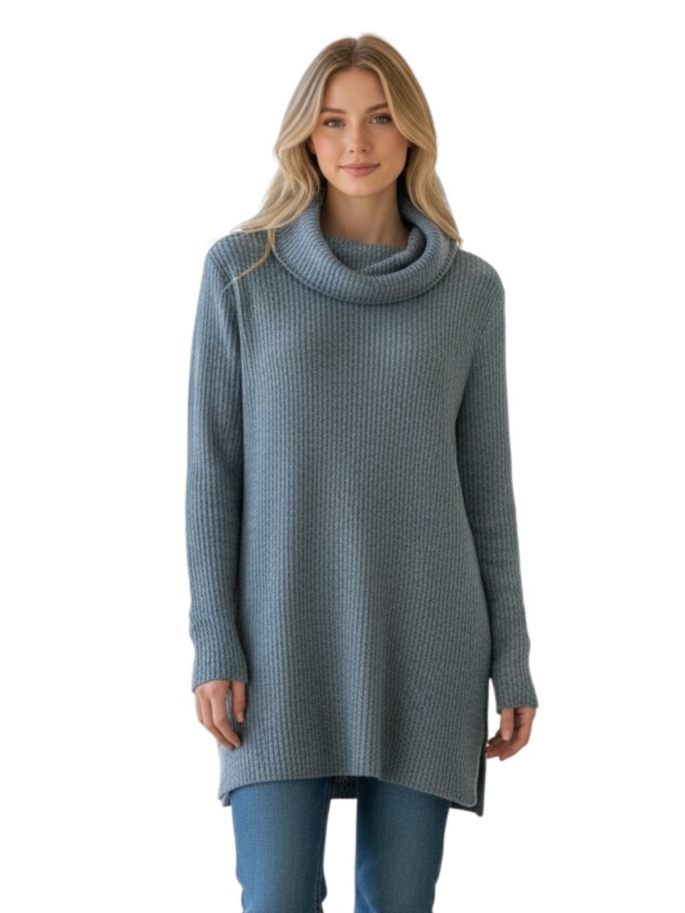 CHICO’S Zenergy Cowl Neck Ribbed Sweater Size 1 (US 8/10)